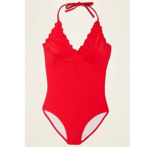 OLD NAVY Woman’s Textured-Rib Lettuce-Edge Halter SWIMSUIT 🆕 size medium & XL